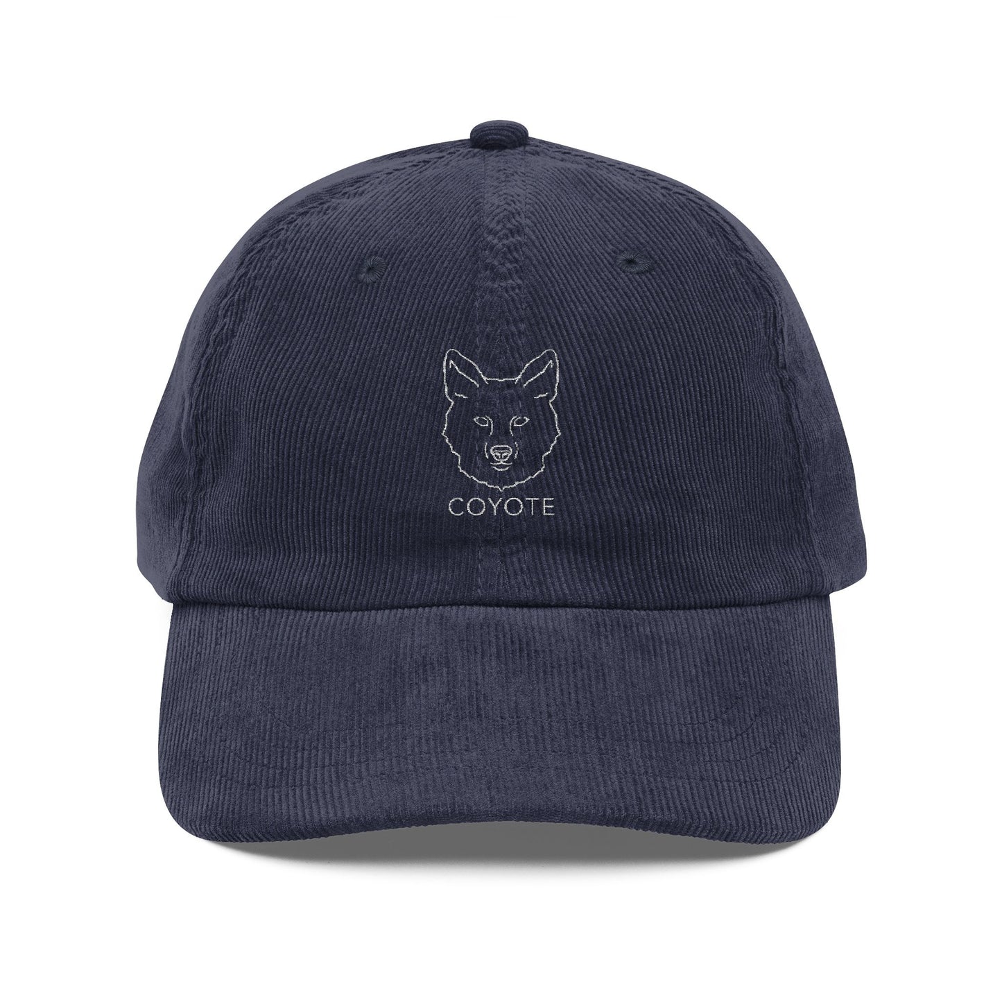 Vintage Coyote Embroidered Corduroy Cap