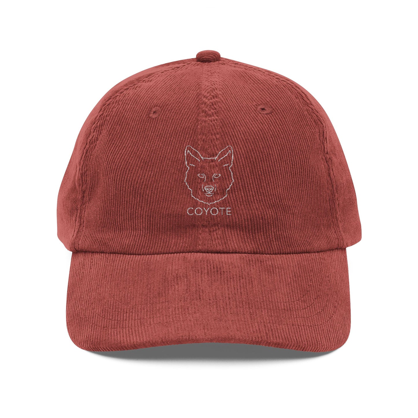 Vintage Coyote Embroidered Corduroy Cap