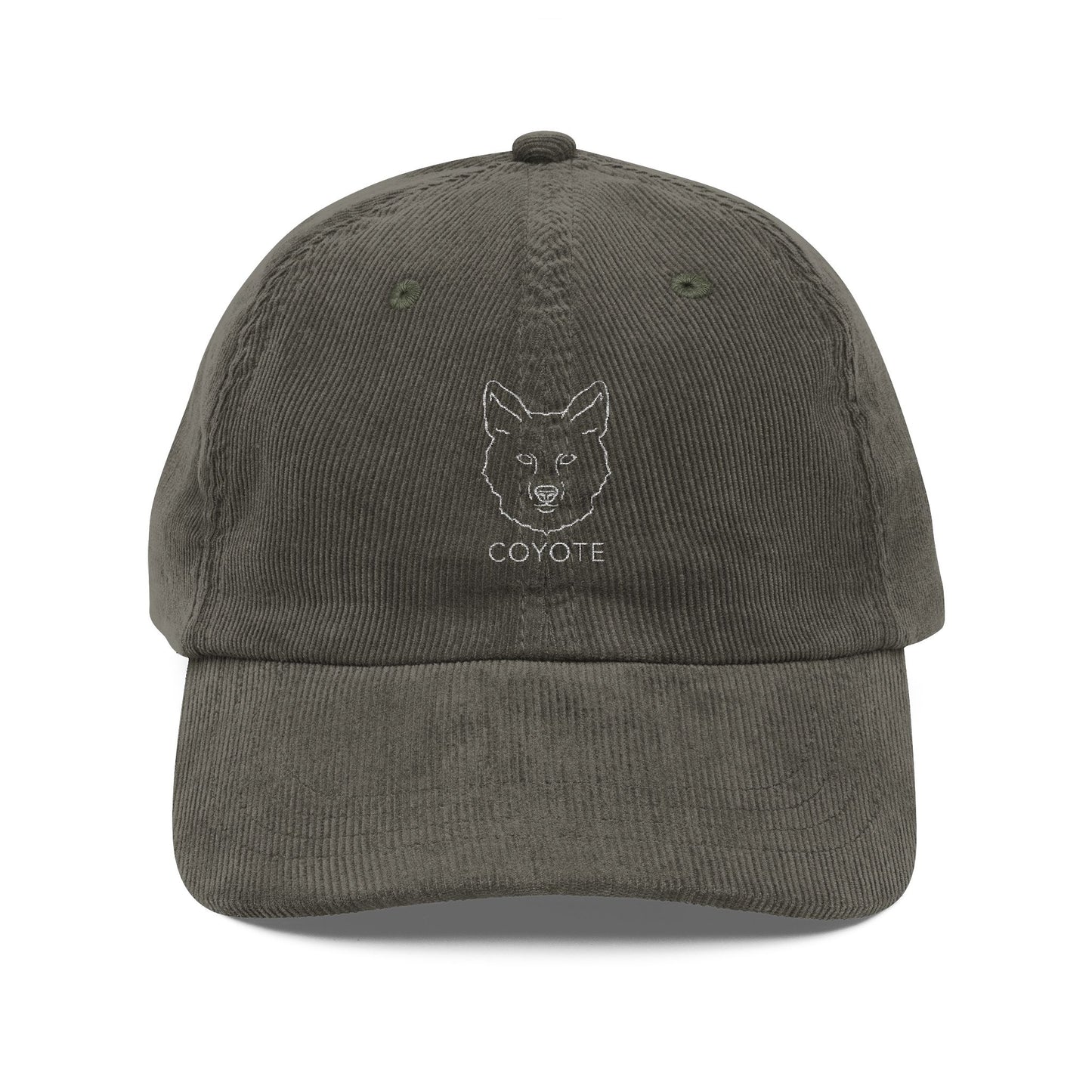 Vintage Coyote Embroidered Corduroy Cap