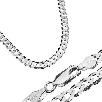 30" 925 Sterling Silver 4mm Solid Curb Chain Necklace Women