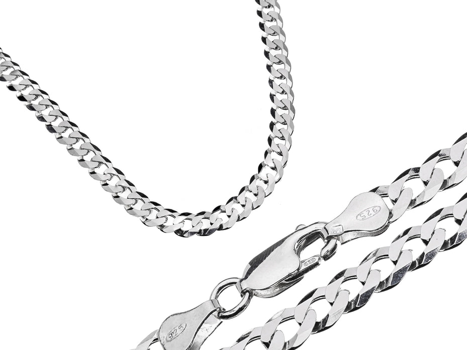 20" 925 Sterling Silver 6.5mm Solid Curb Chain Necklace