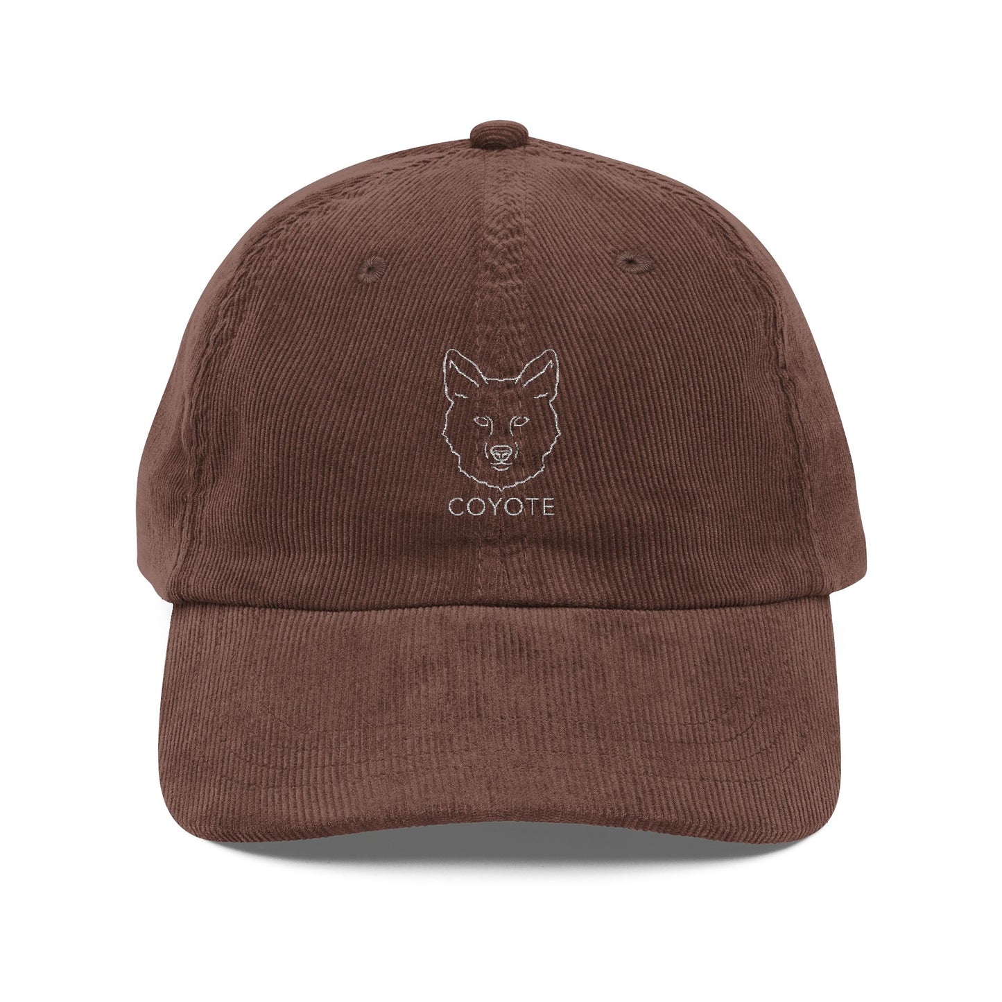 Vintage Coyote Embroidered Corduroy Cap