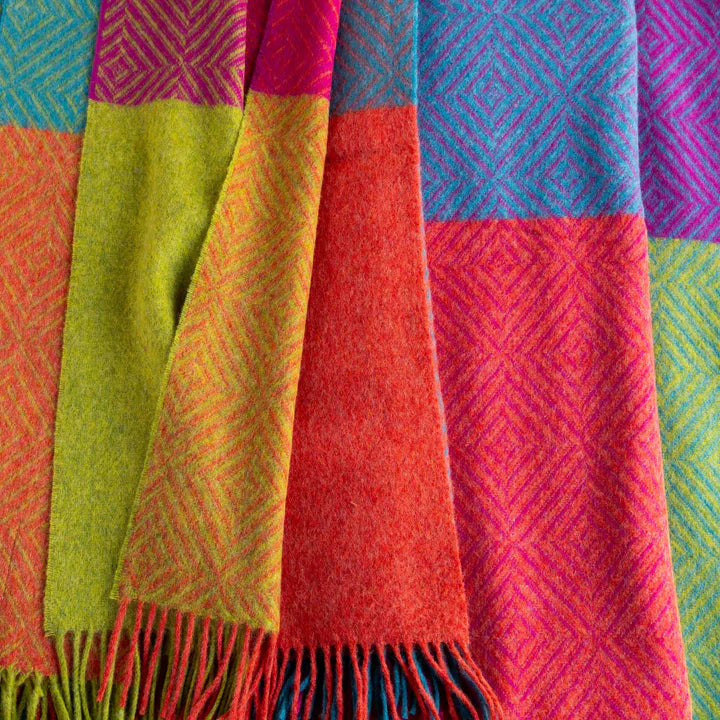 Bronte Moon Wool Blanket Block Harlequin Bright – Coyote