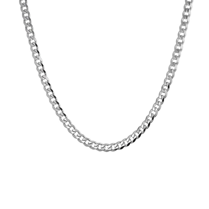 30" 925 Sterling Silver 4mm Solid Curb Chain Necklace Women