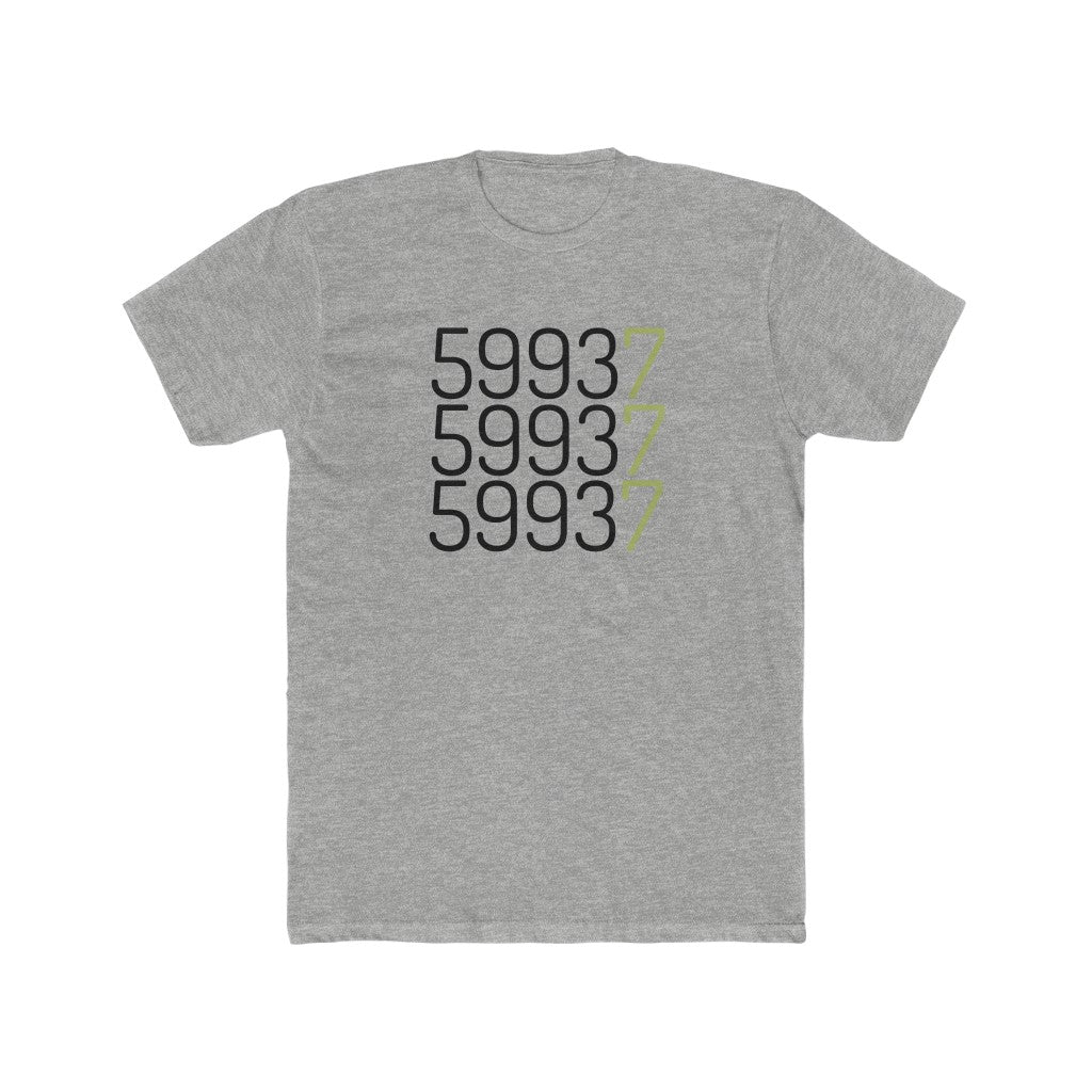 Heather Grey Cotten T-Shirt with "59937" graphic