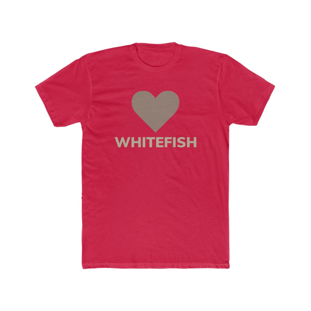 Red I Love Whitefish T-Shirt With brown and grey graphic