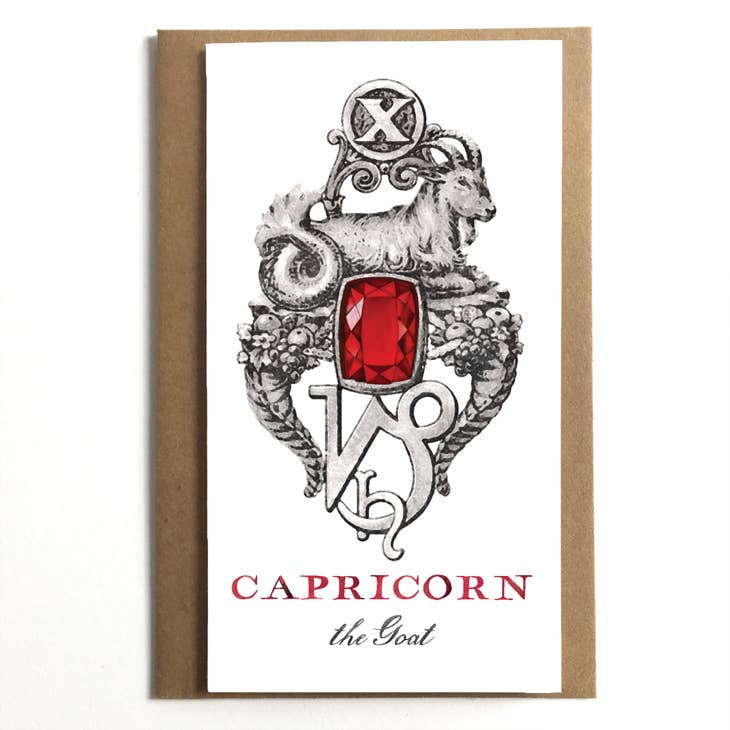 Capricorn The Goat Vintage Zodiac Greeting Card