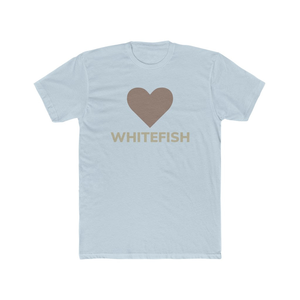 Light blue I Love Whitefish T-Shirt With brown and grey graphic