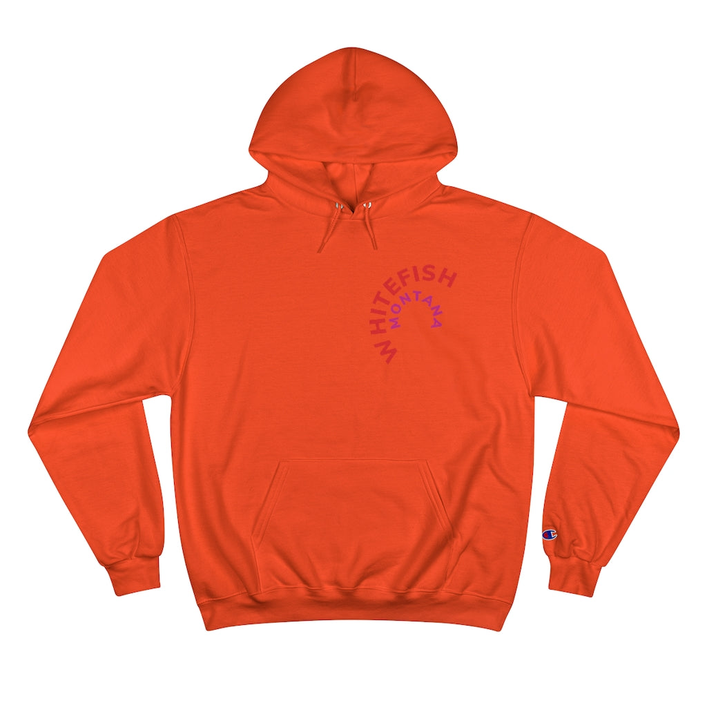 Orange Whitefish Montana Unisex Campion Hoody with red and majenta rounded graphic