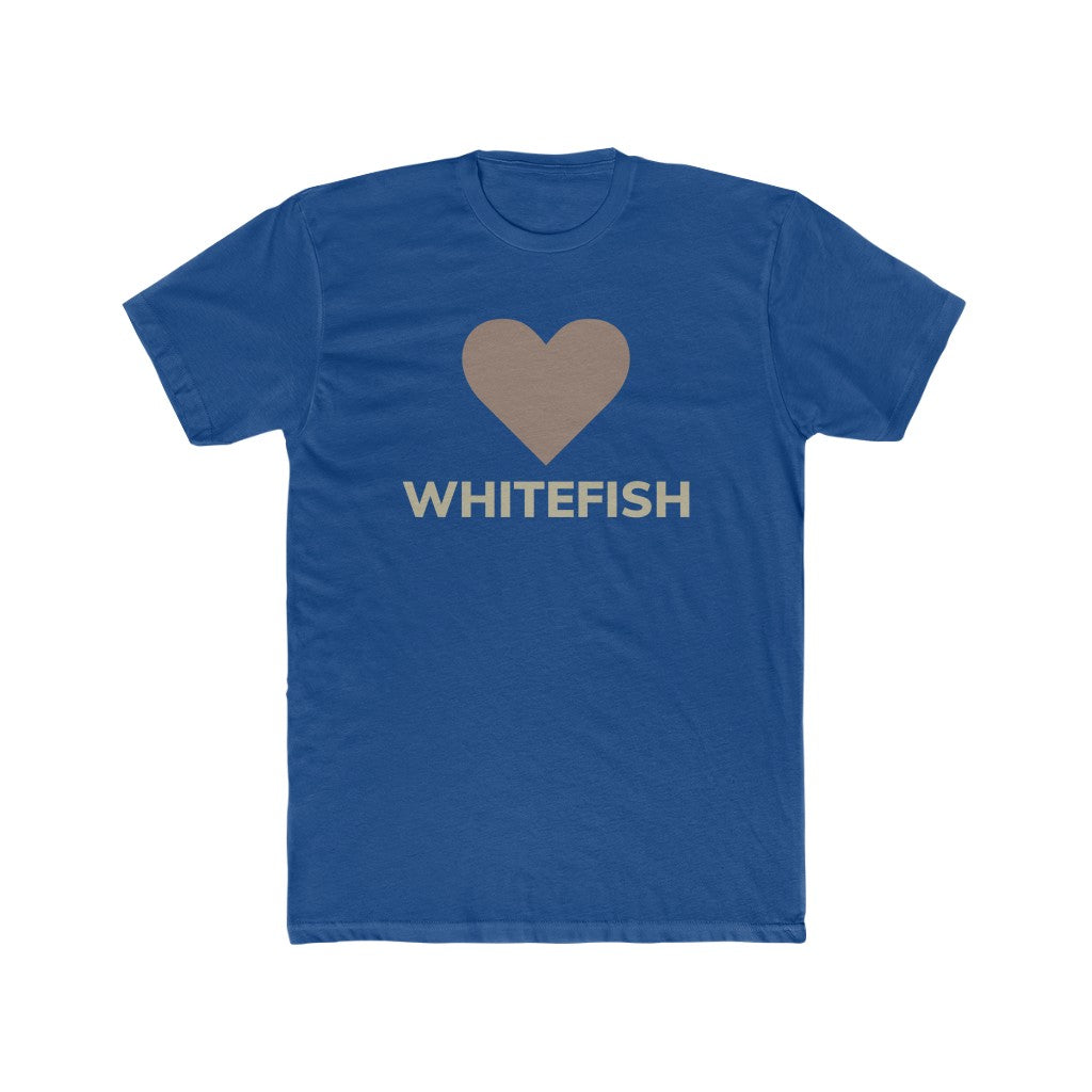 Royal blue I Love Whitefish T-Shirt With brown and grey graphic