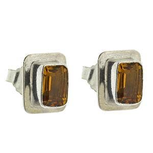 Citrine Double Set Rectangle Stud Earrings