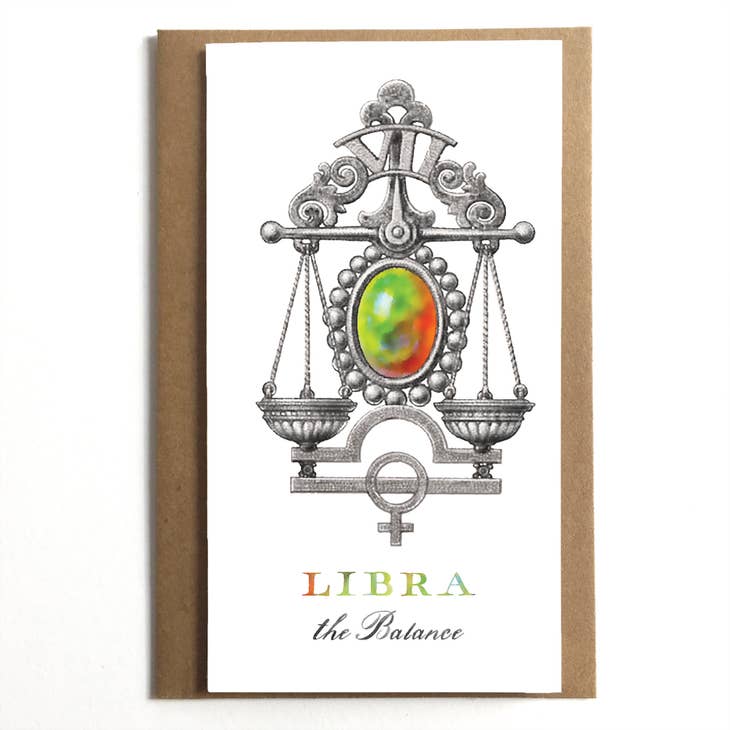 Libra The Balance Vintage Zodiac Greeting Card