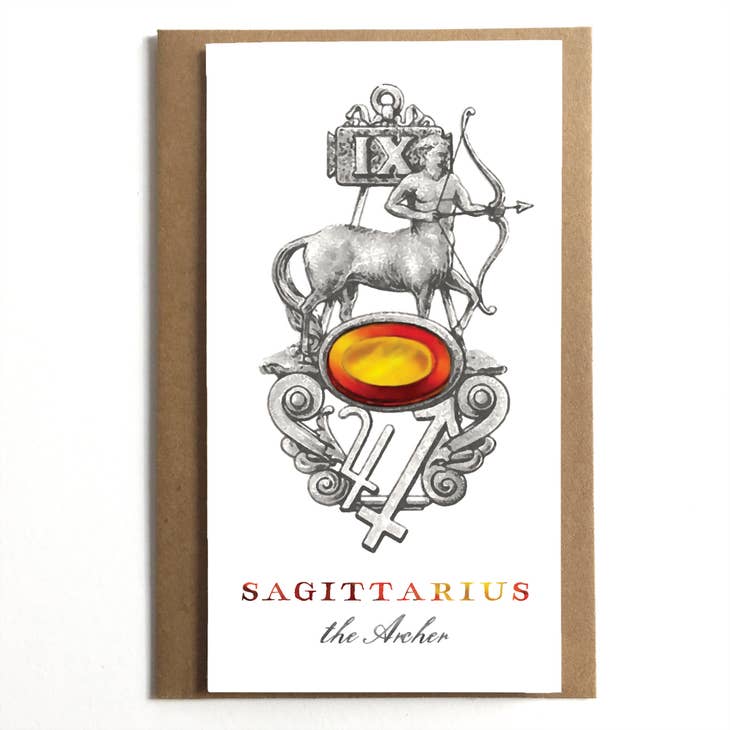 Sagittarius The Archer Vintage Zodiac Greeting Card
