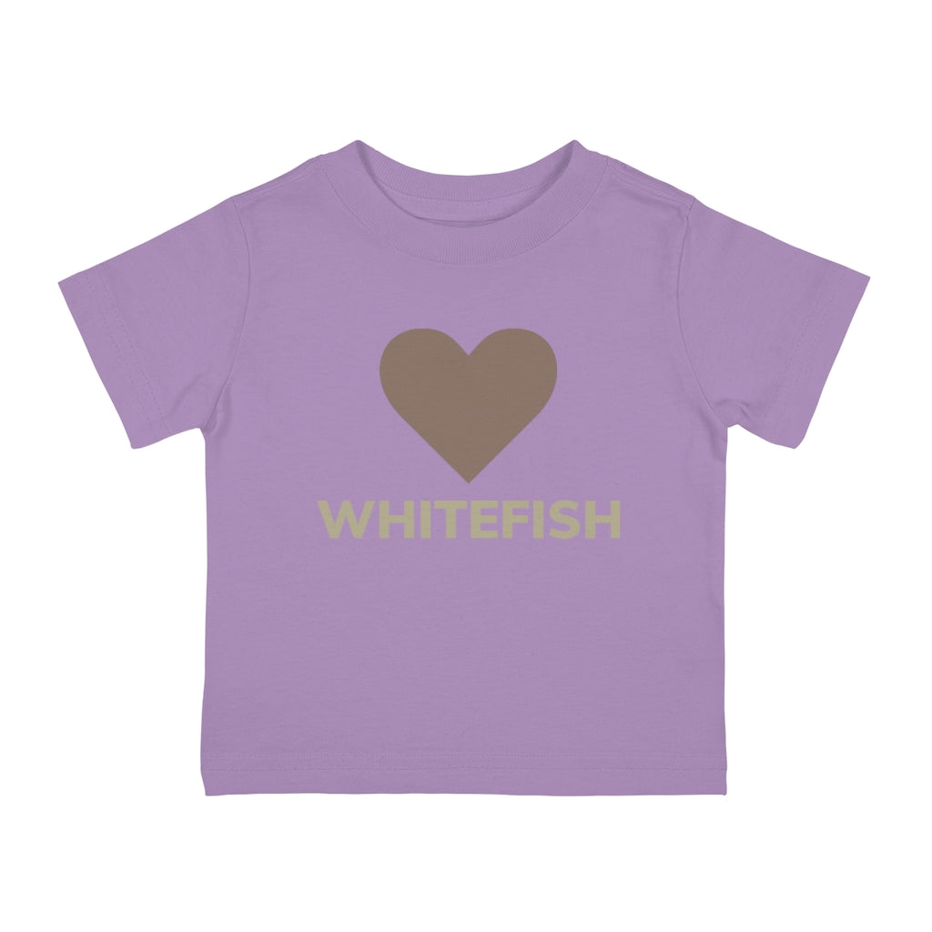 Lilac Cotten T-Shirt with a heart over whitefish