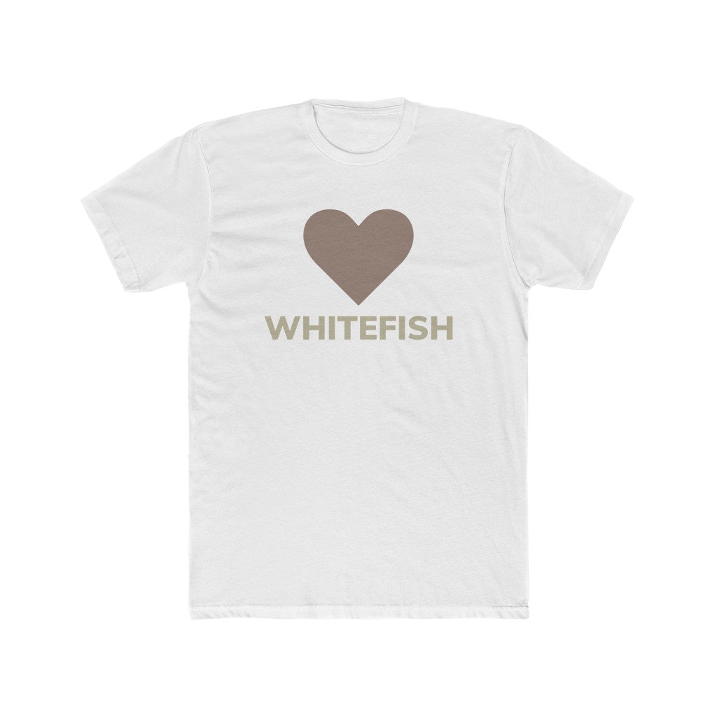White I Love Whitefish T-Shirt With brown and grey graphic