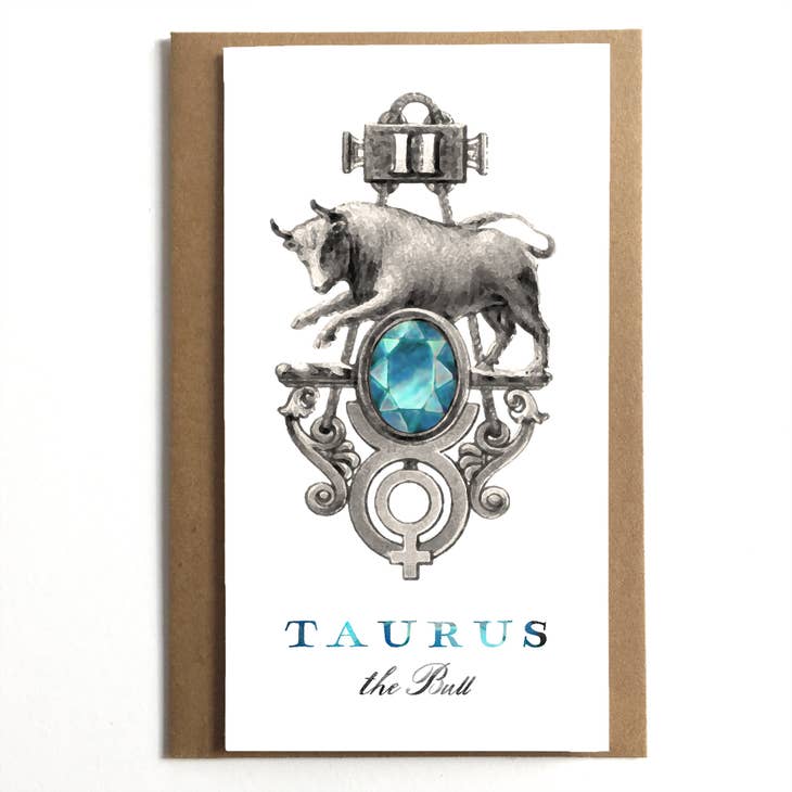 Taurus The Bull Vintage Zodiac Greeting Card