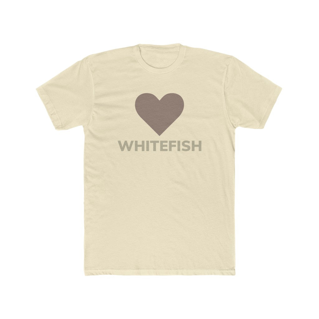 Light yellow I Love Whitefish T-Shirt With brown and grey graphic