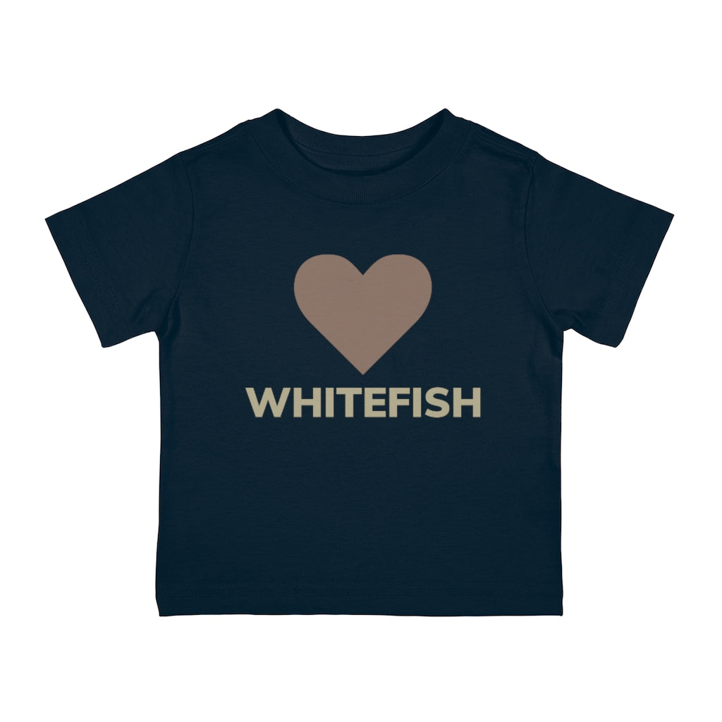 Black Cotten T-Shirt with a heart over whitefish