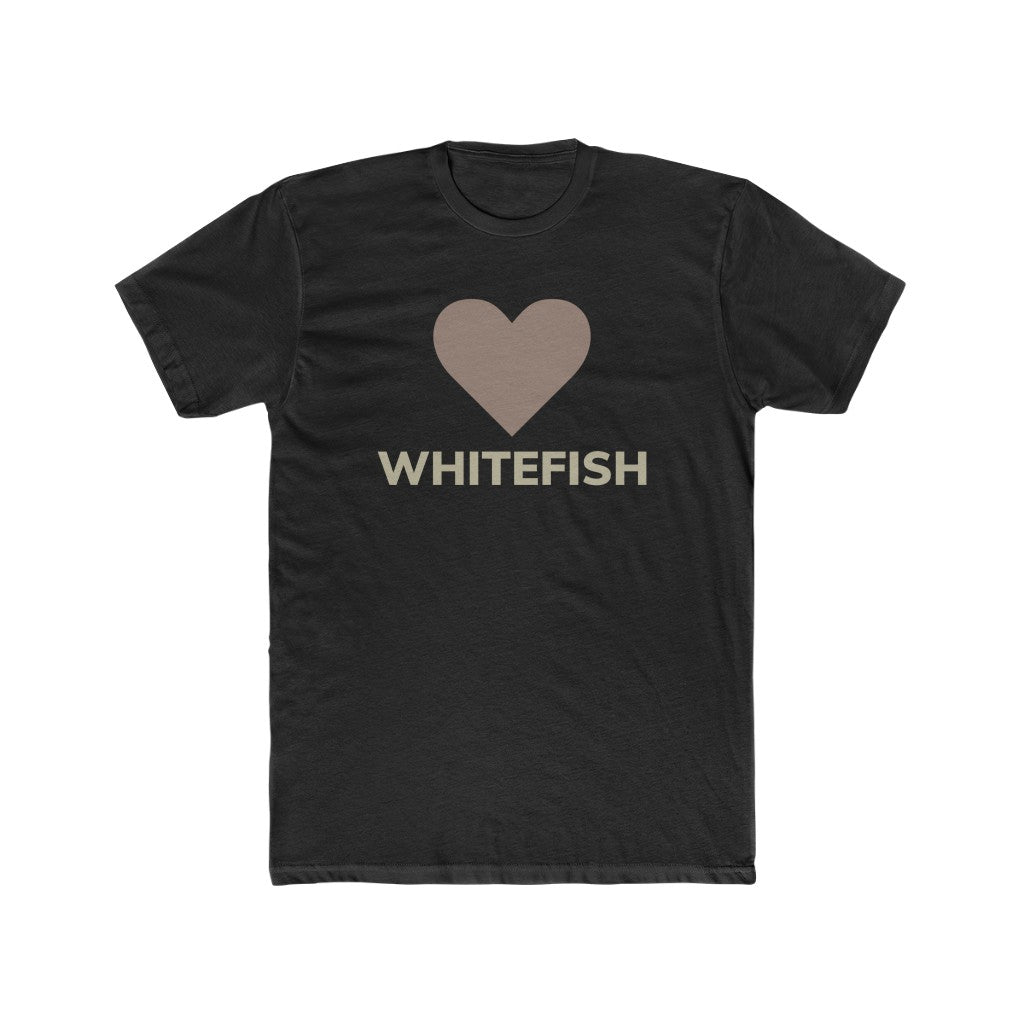 Black I Love Whitefish T-Shirt With brown and grey graphic