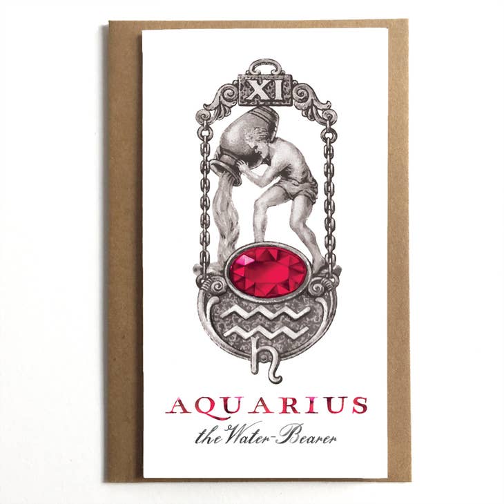 Aquarius the Water Bearer Vintage Zodiac Greeting Card