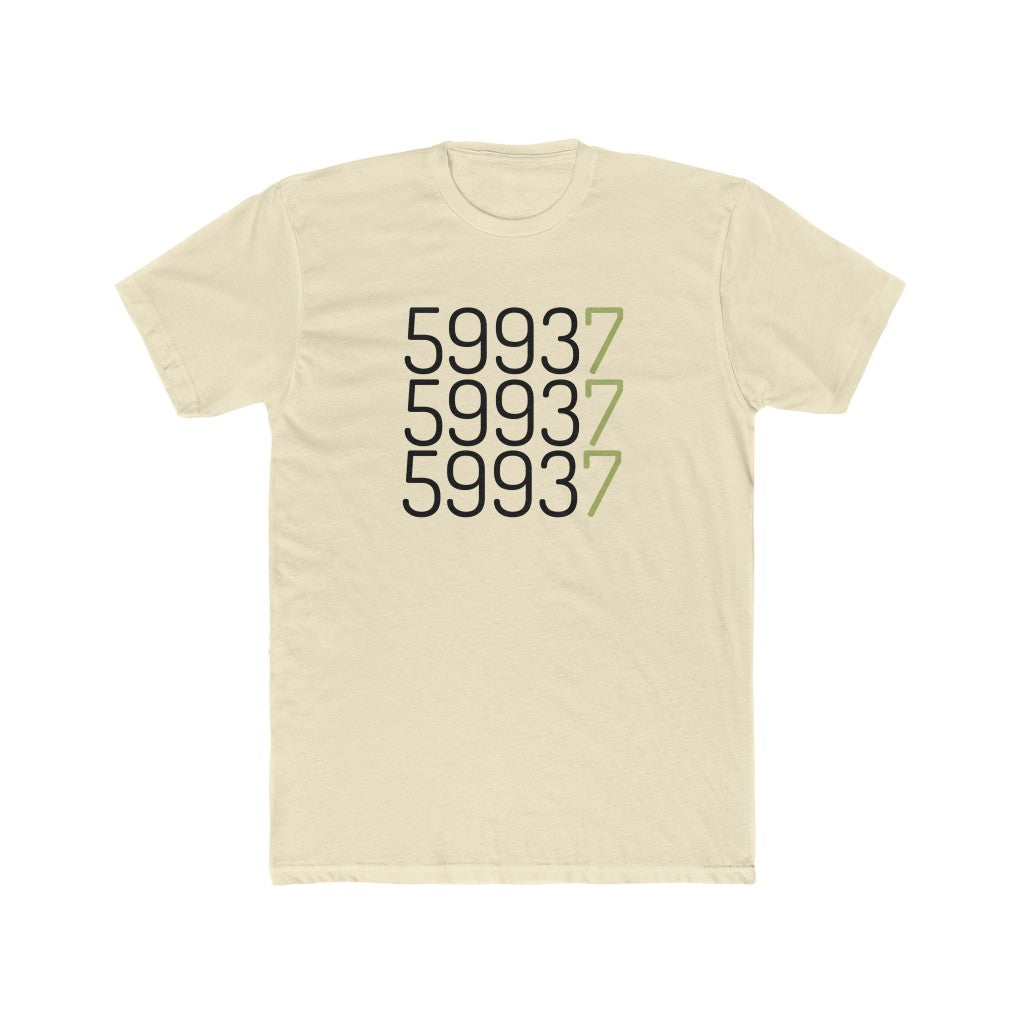 Light Yellow Cotten T-Shirt with "59937" graphic
