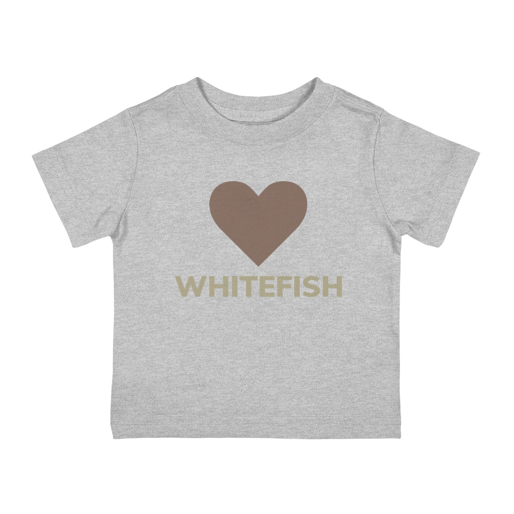 Heather grey Cotten T-Shirt with a heart over whitefish