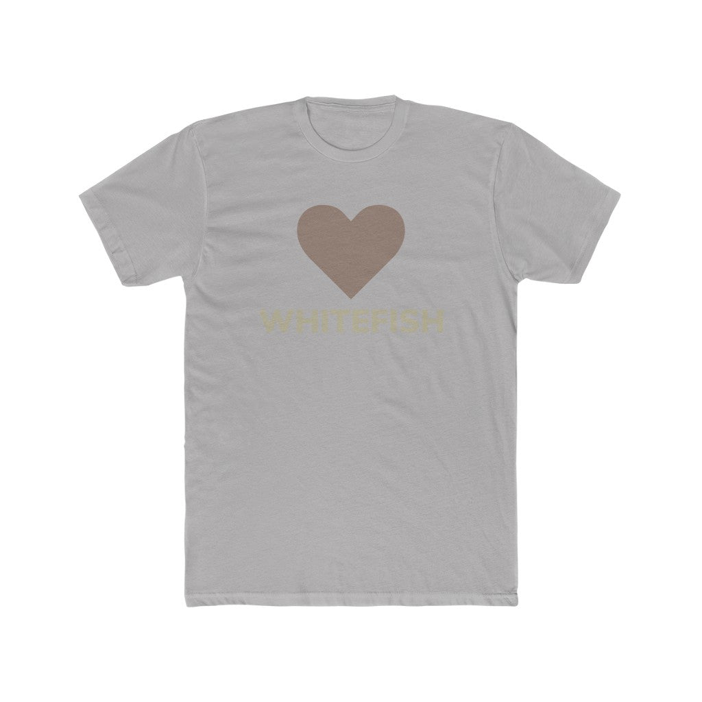 Solid grey I Love Whitefish T-Shirt With brown and grey graphic