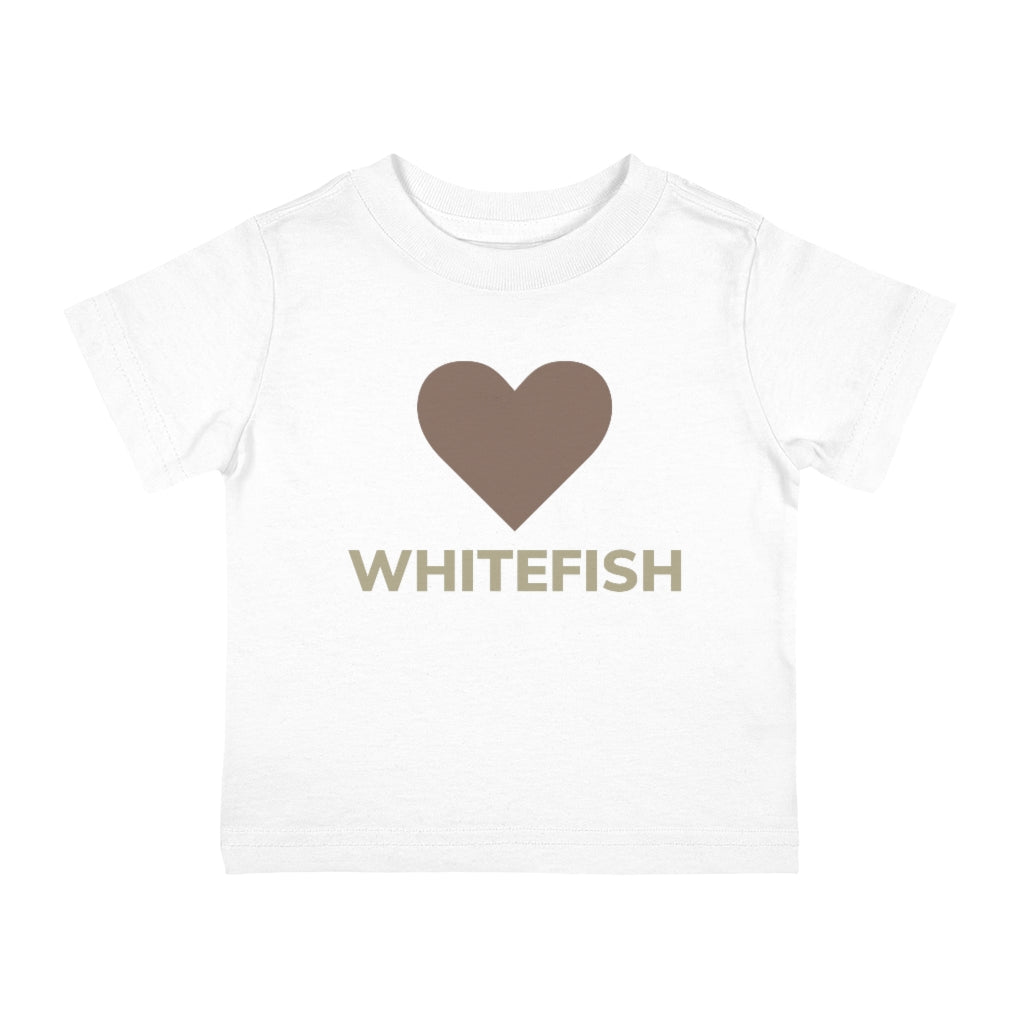 White Cotten T-Shirt with a heart over whitefish