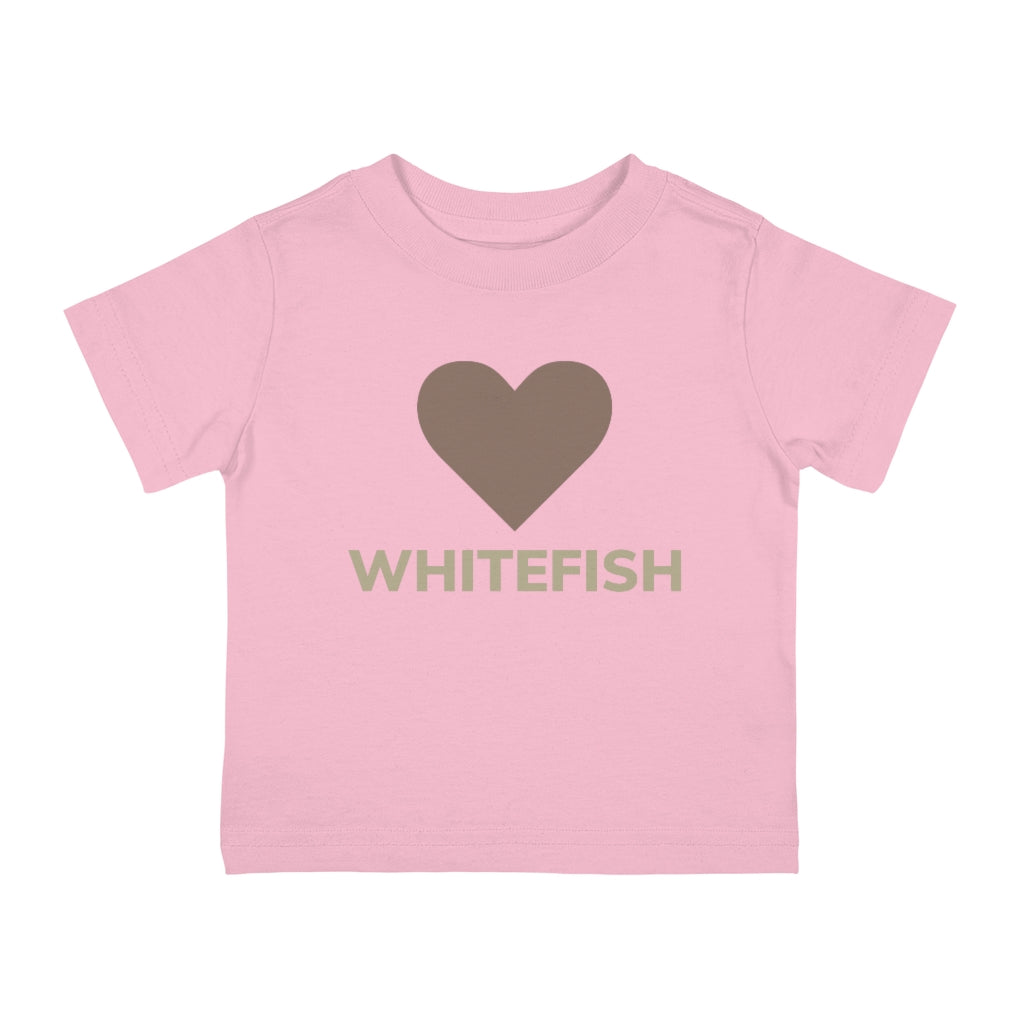 Baby pink Cotten T-Shirt with a heart over whitefish