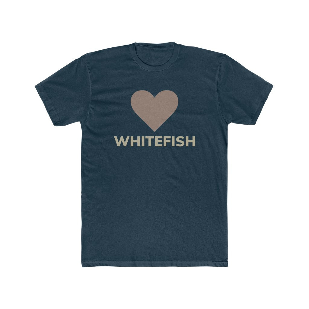 Navy I Love Whitefish T-Shirt With brown and grey graphic