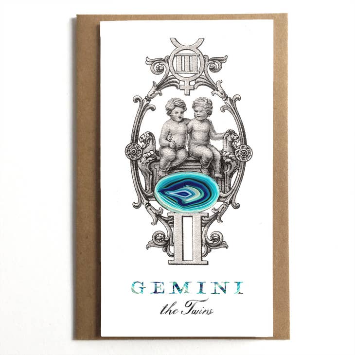 Gemini The Twins Vintage Zodiac Greeting Card