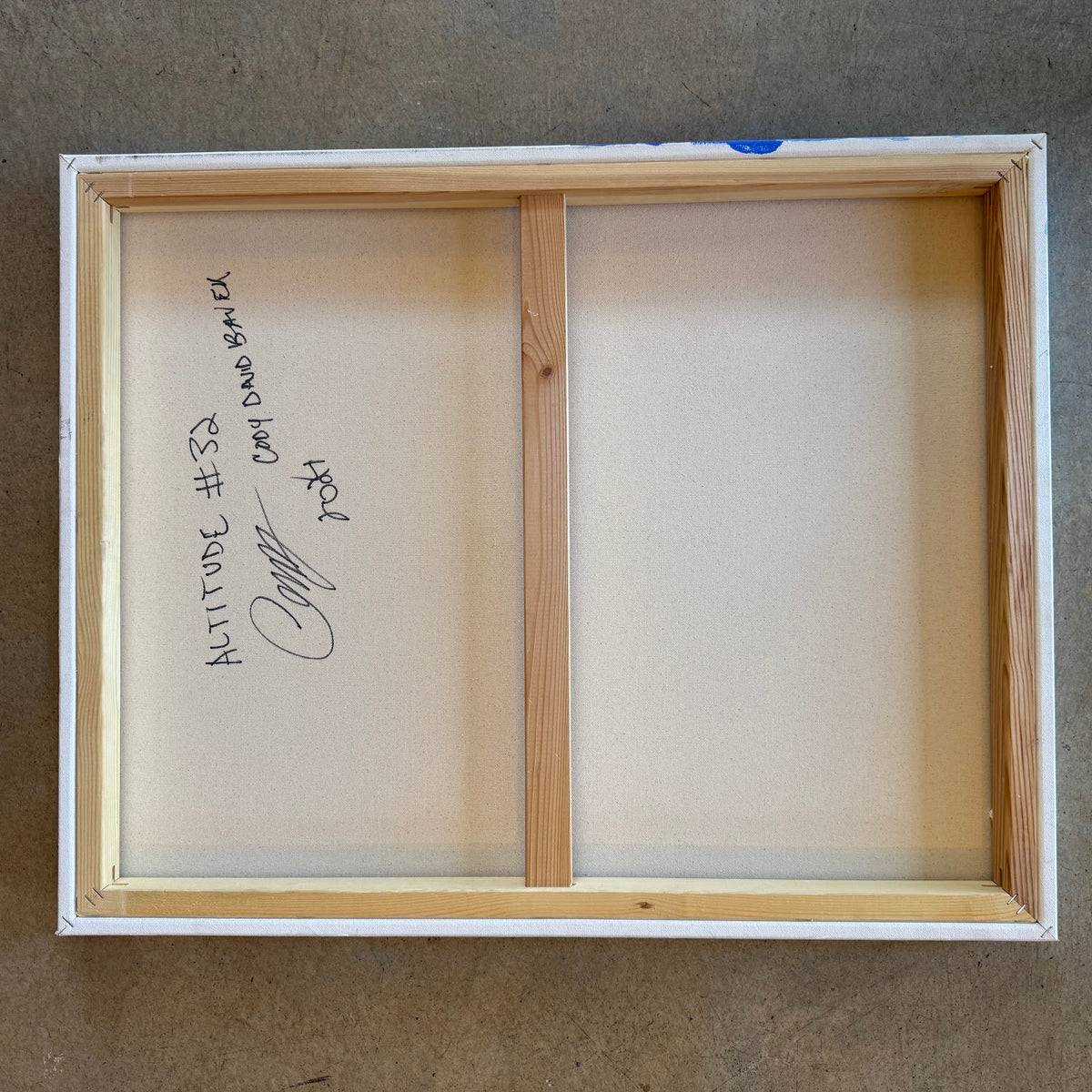 Back of canvas, signed