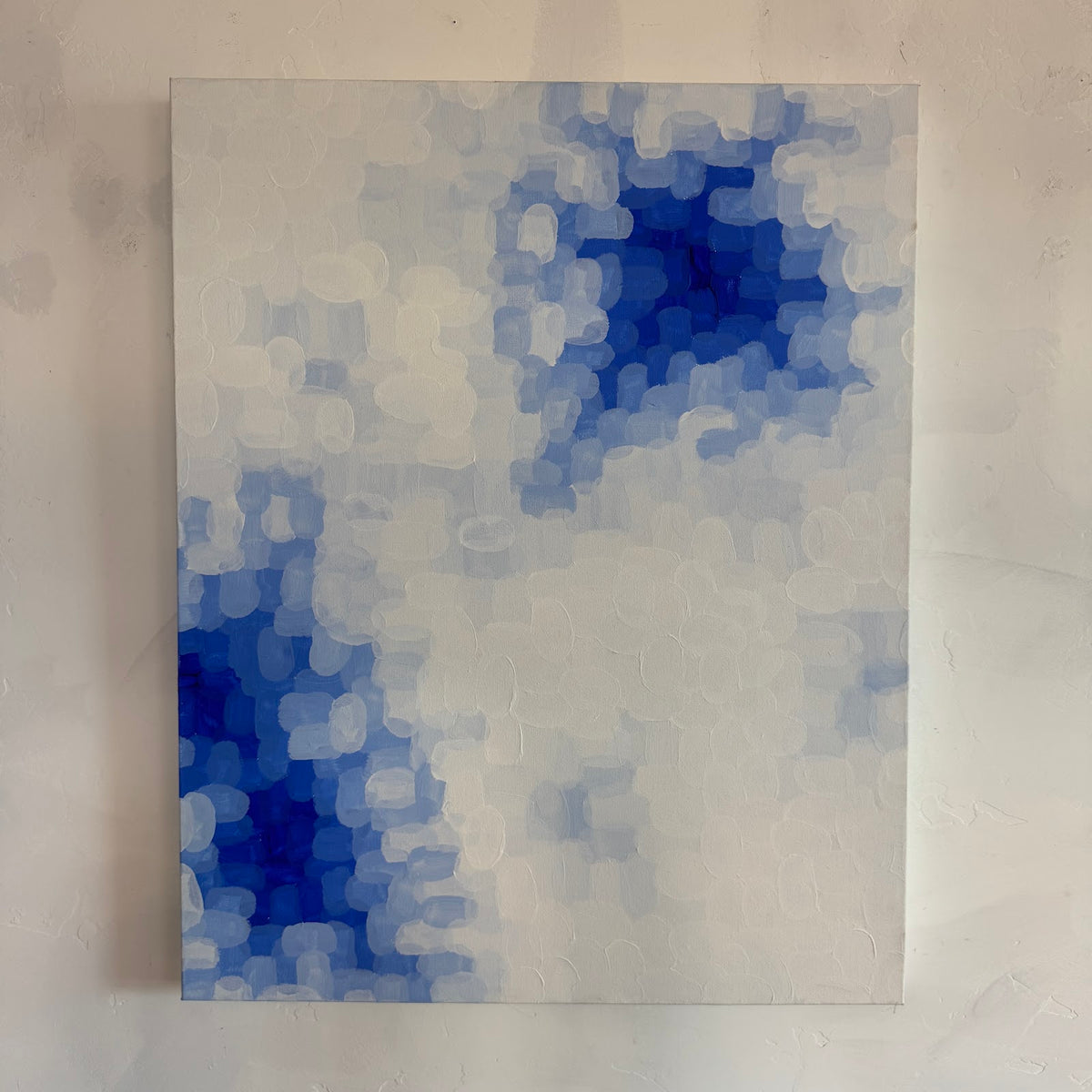 Altitude, blue and white acrylic painting
