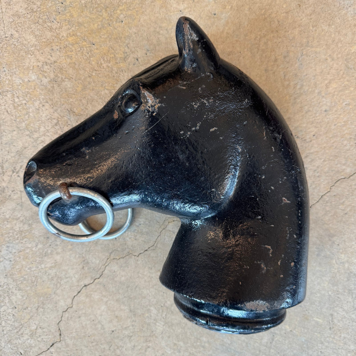 Cast iron horse head, side