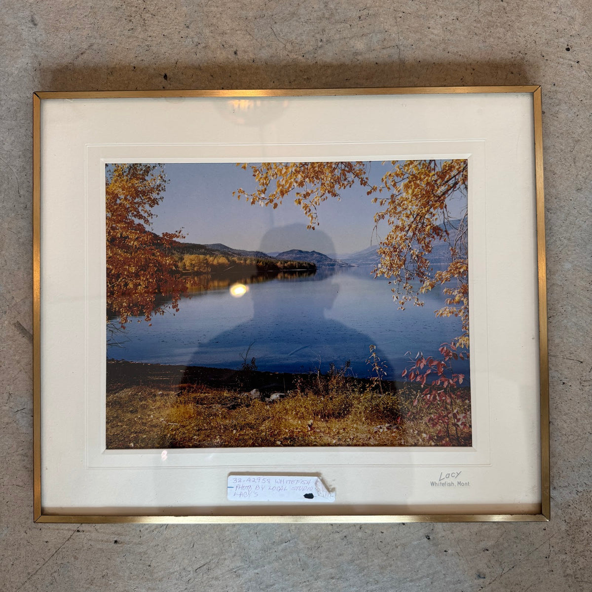Framed Whitefish Lake photograph