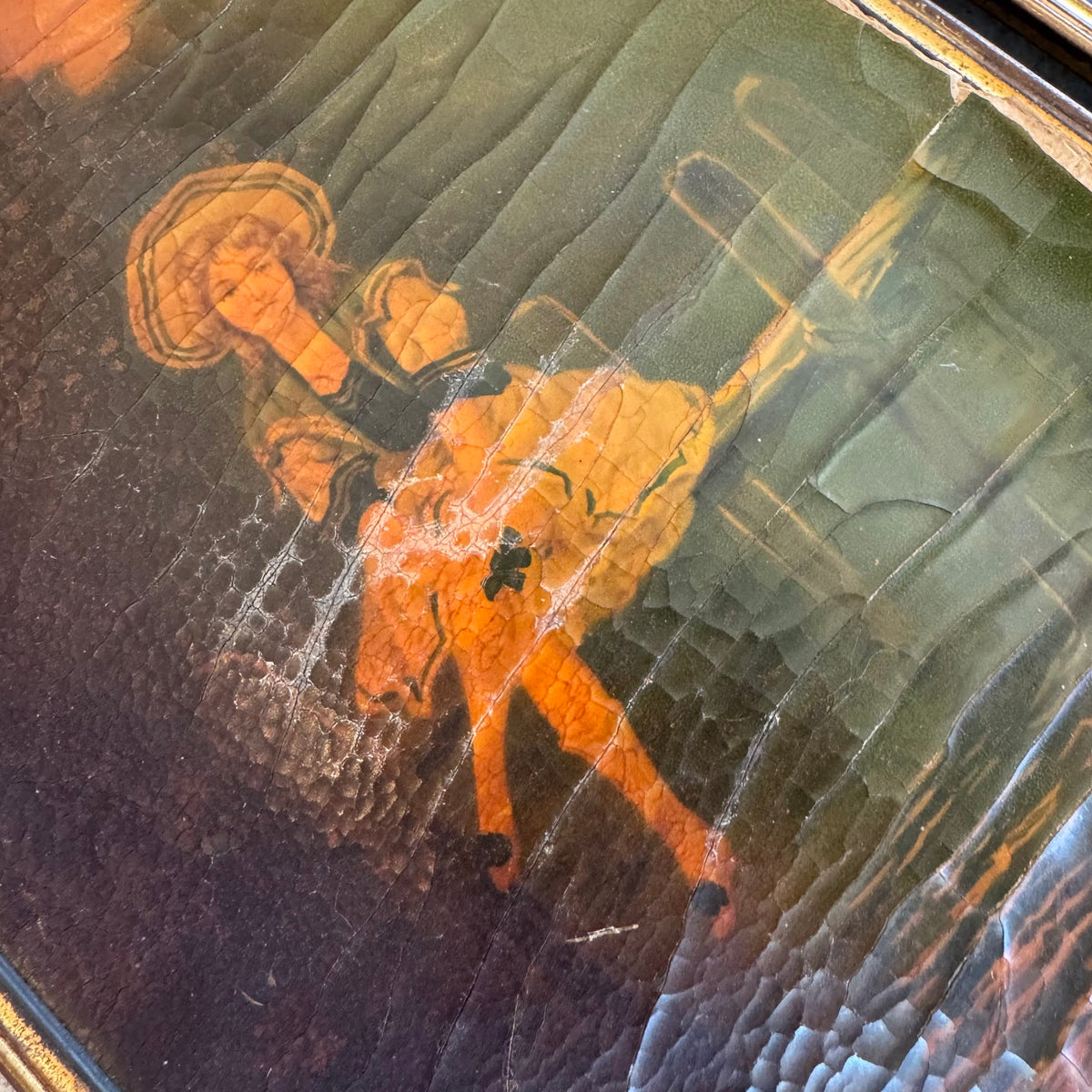 Painted scene on an outer panel