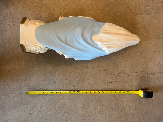 Our Lady of Grace statue, back with tape measure