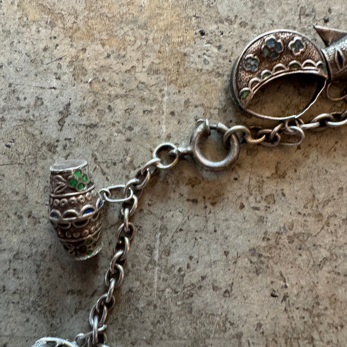 Barrel charm and clasp