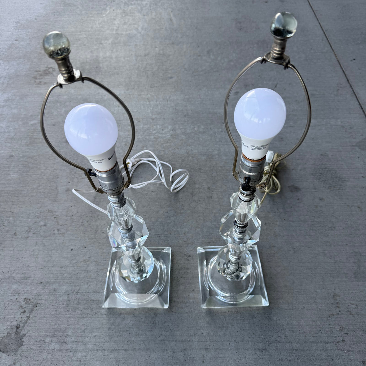 Pair of crystal table lamps