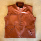 Brown leather zip vest, front