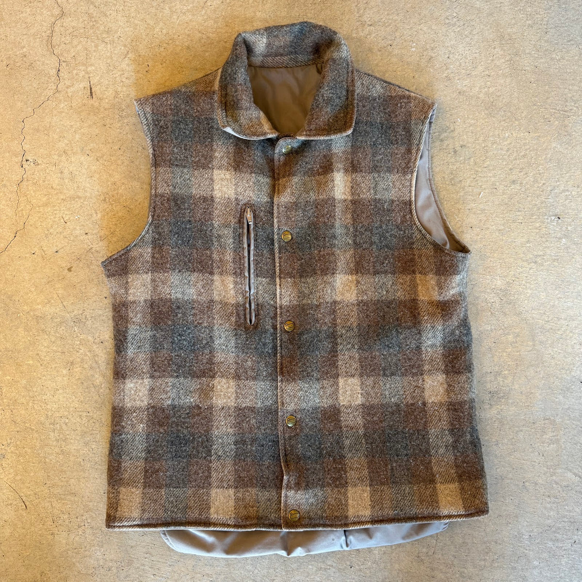 Woolrich plaid wool vest, front