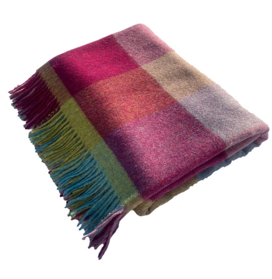 Bronte Moon Wool Blanket - Boston Block Bold Purple