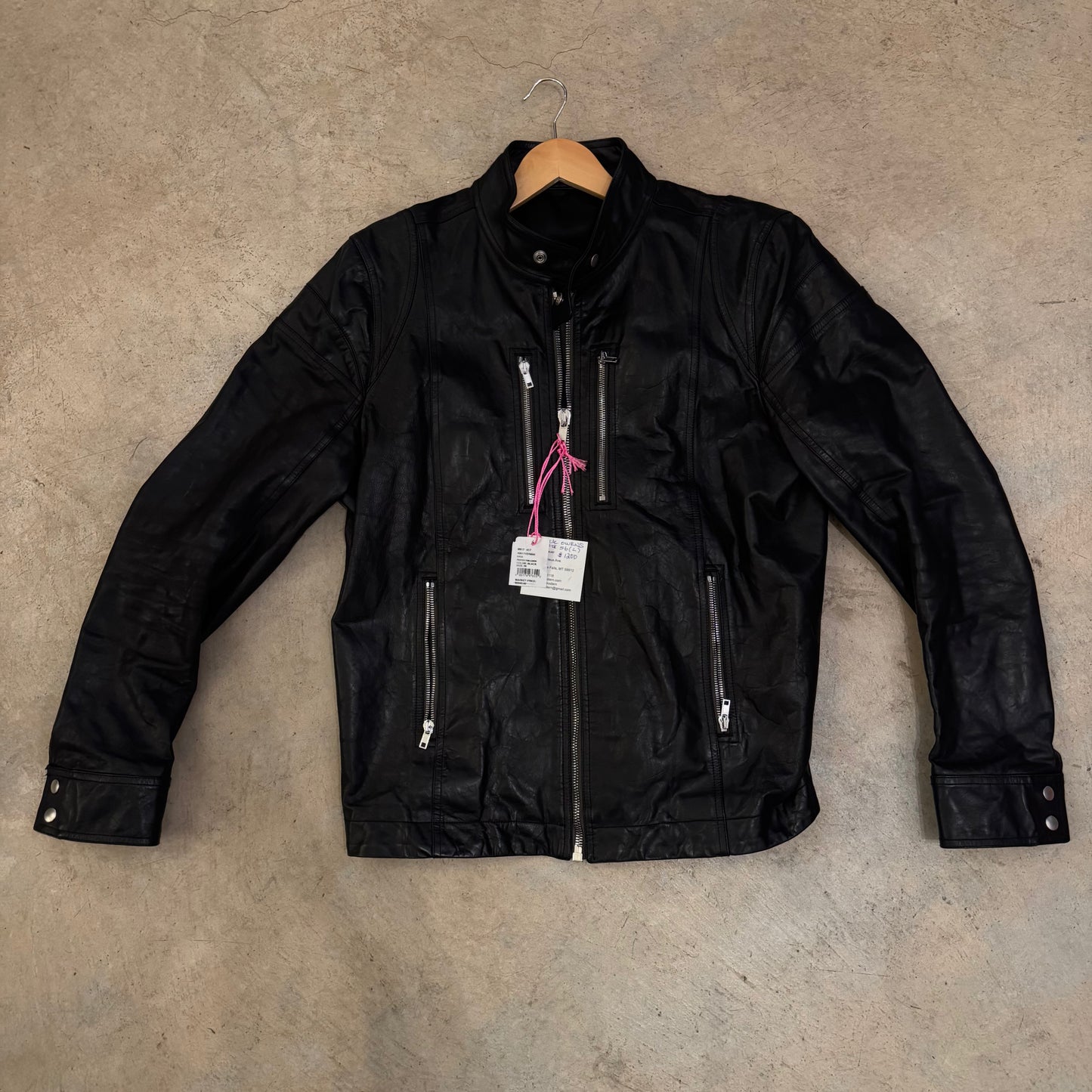 Rick Owens Black Leather Jacket - Size 55 - Large
