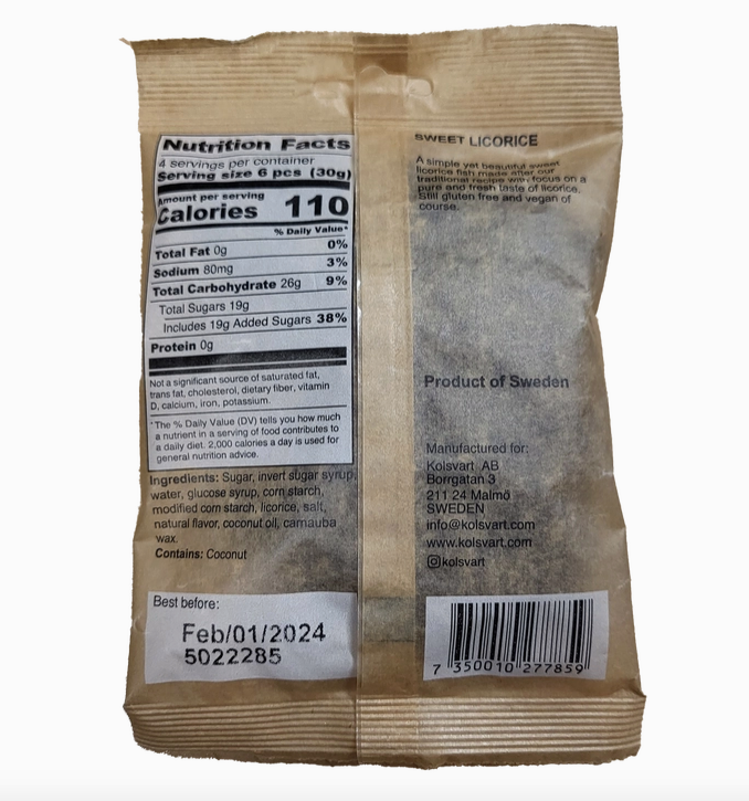 Sweet Licorice Swedish Fish - 4.2oz (120gm)