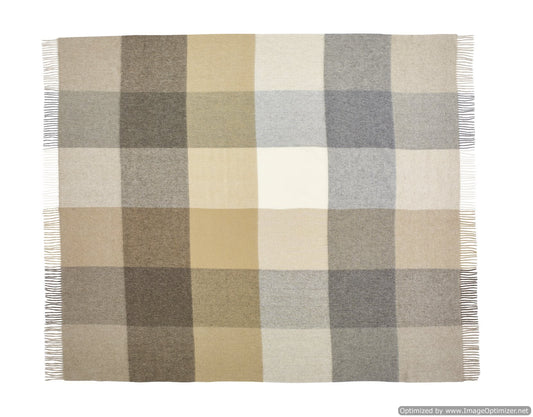 Bronte Moon Wool Blanket - Block Harlequin Grey Taupe