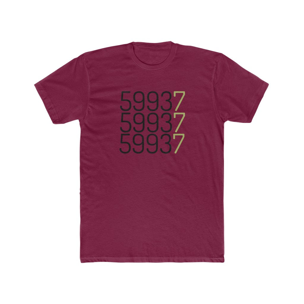 Maroon Cotten T-Shirt with "59937" graphic 
