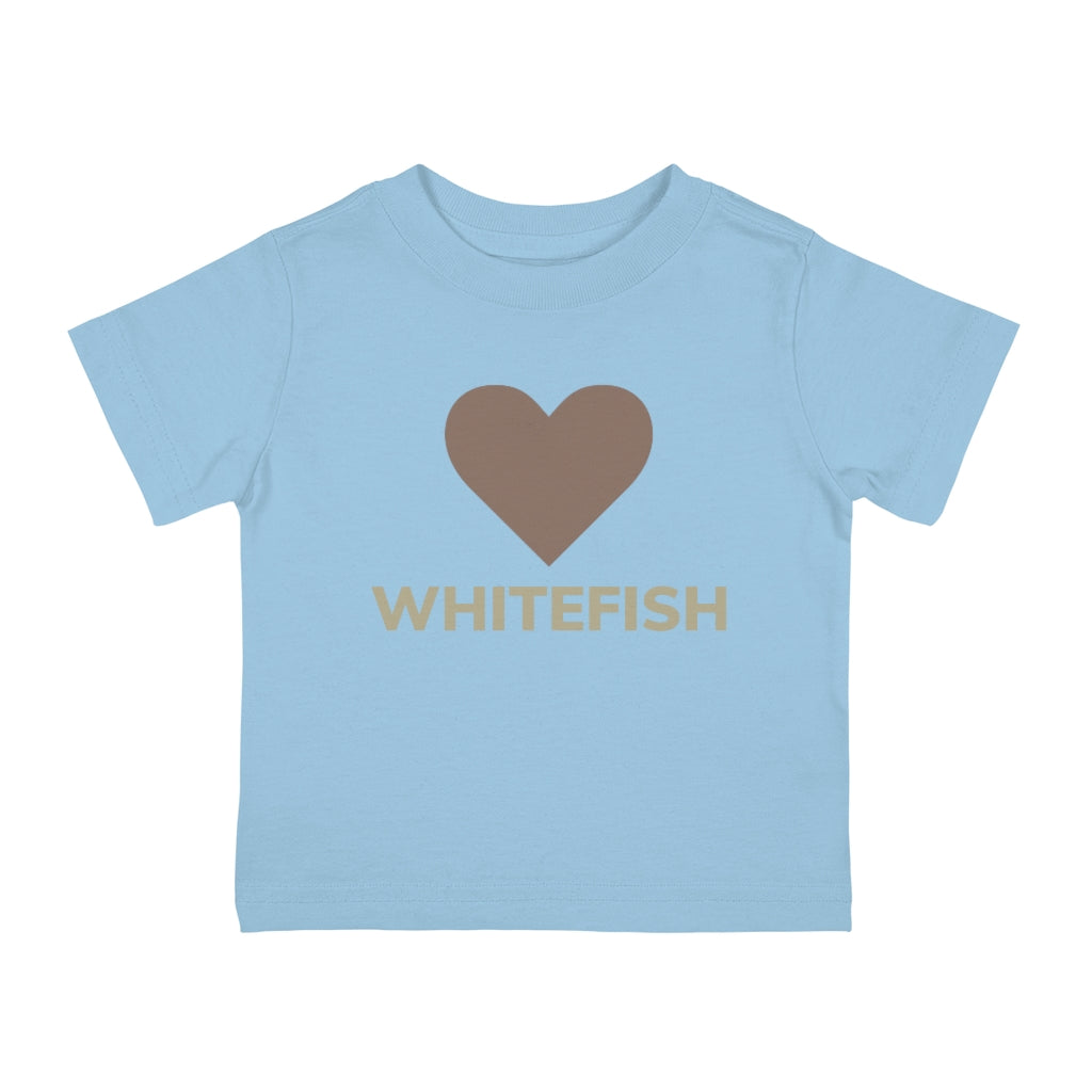 Sky Blue Cotten T-Shirt with a heart over whitefish 