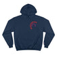 Navy Whitefish Montana Unisex Campion Hoody with red and majenta rounded graphic  