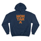 Navy Cotten Champion Hoody with "MON  TAN  A" graphic centered in the middle