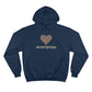 Navy I Love Whitefish Champion Hoody with brown and grey graphic 
